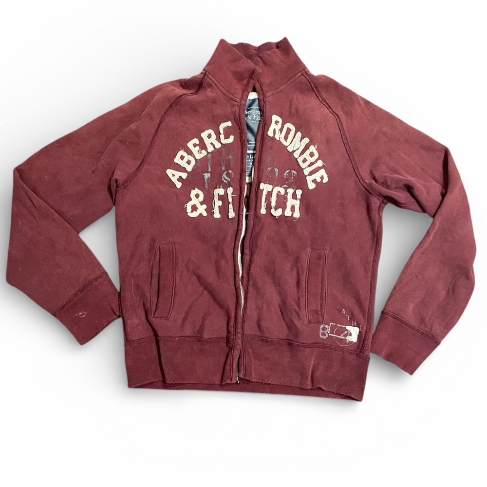Abercrombie & Fitch Men's Burgundy Zip-Up Jacket - Picture 4 of 7